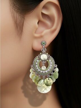 Boho Shell Crystal Rhinestone Dangle Earrings
